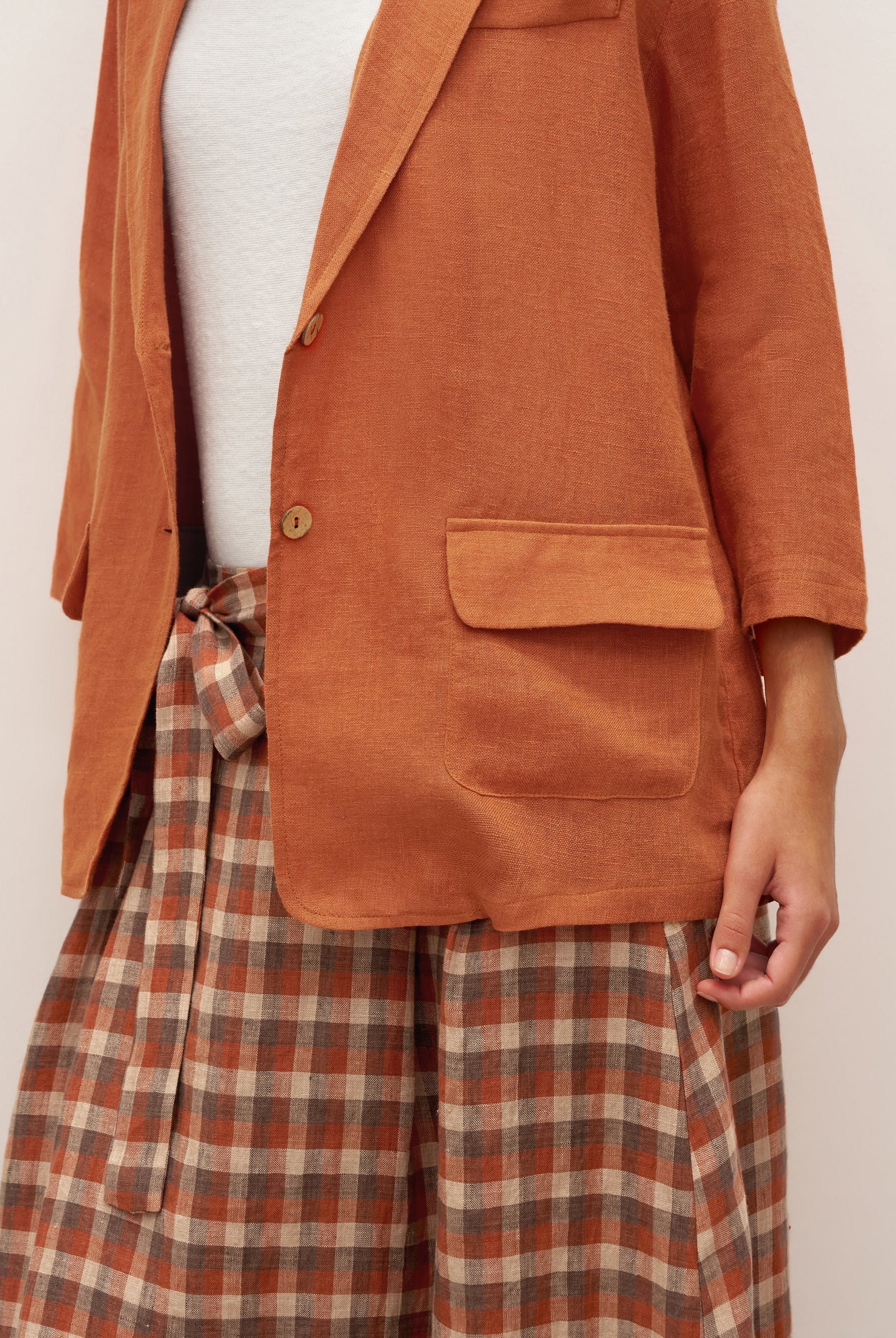 100% Linen 3/4 Sleeve Drop Shoulder Blazer DARA - TOPS-Linen Jackets