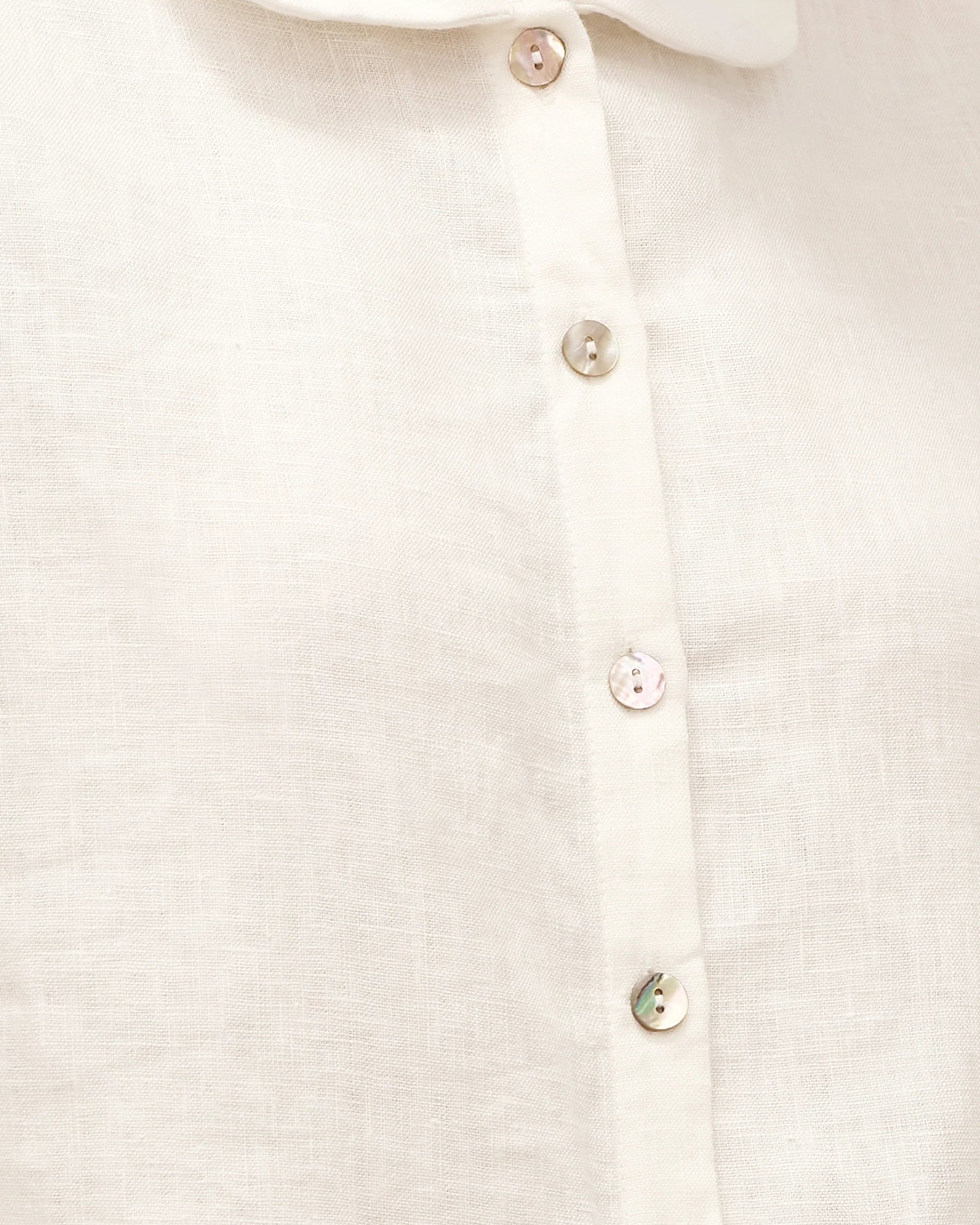 100% Linen Peter Pan Collar 3/4 Sleeve Shirt ASTRID - TOPS-Linen Button Down Shirts