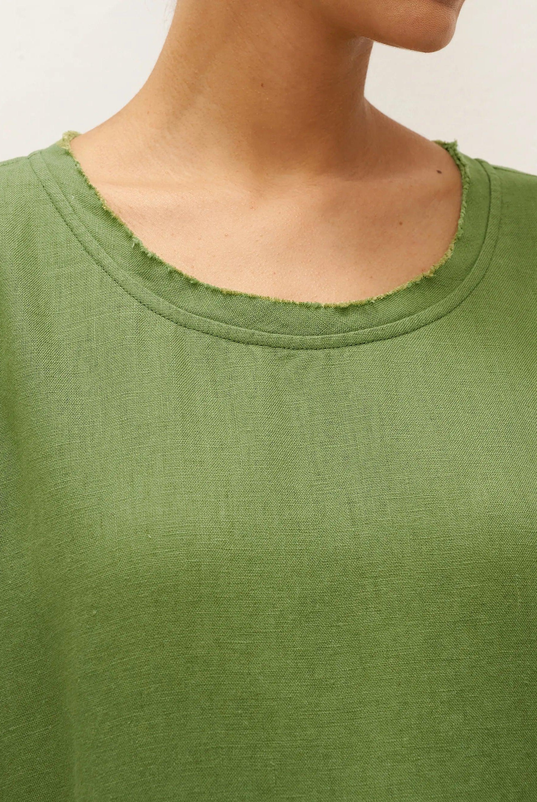 100% Linen Oversized O-Line Belted Midi Dress LORETTA—Multi-Way Wear - DRESSES-Linen