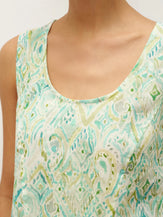 100% Linen Floral Swing Beach Tank Dress LORRAINE - DRESSES-Linen Midi