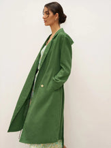 100% Linen Double-Breasted Belted Trench Coat LEILA - TOPS-Linen Jackets