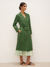 100% Linen Double-Breasted Belted Trench Coat LEILA - TOPS-Linen Jackets