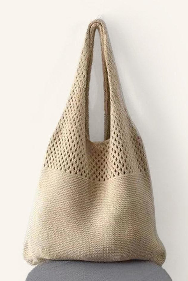 Knit Shoulder Tote - Beige / One-Size - ACCESSORIES-Bag