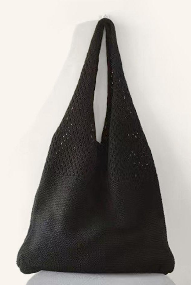 Knit Shoulder Tote - Black / One-Size - ACCESSORIES-Bag