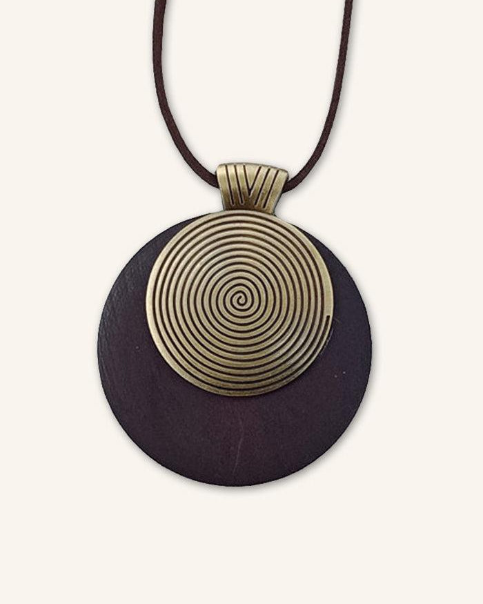 Vintage Wooden Rings Long Necklace - ACCESSORIES-Jewelry