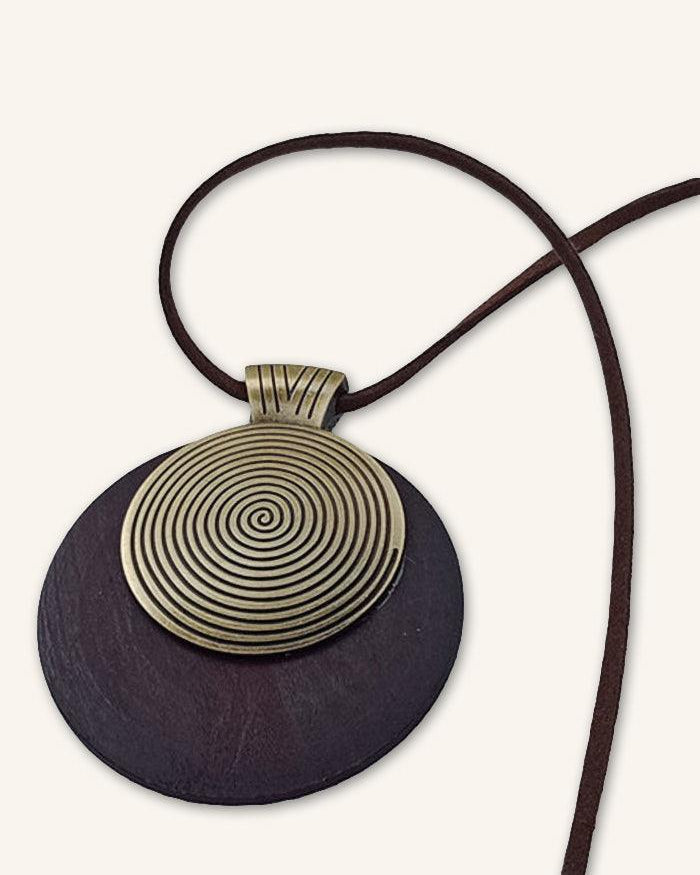 Vintage Wooden Rings Long Necklace - ACCESSORIES-Jewelry