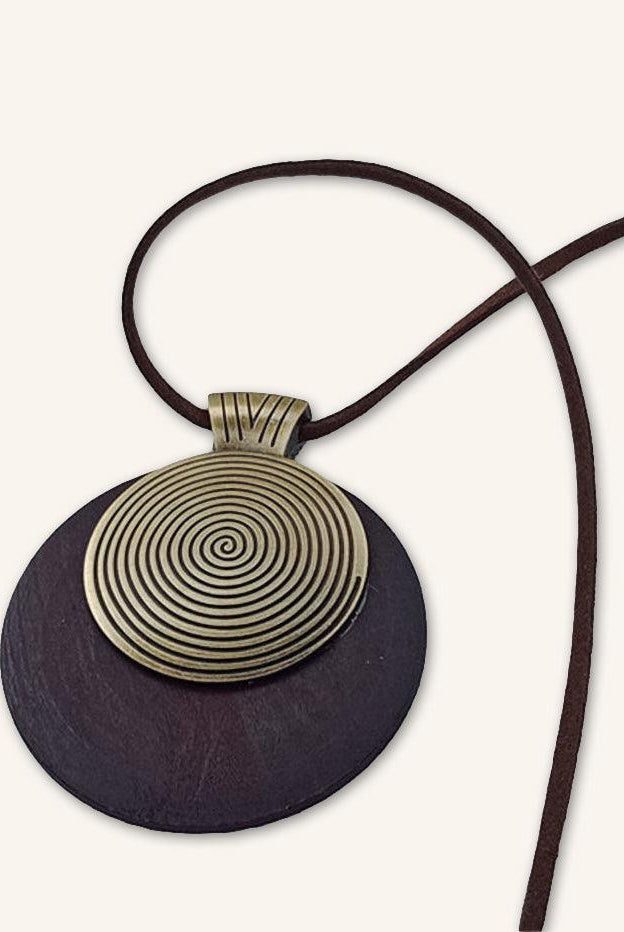 Vintage Wooden Rings Long Necklace - ACCESSORIES-Jewelry