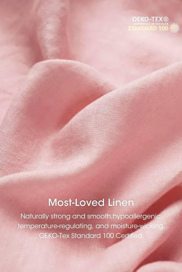 100% Linen Loose Fit Button Waist Gathered Maxi Dress LUNA - DRESSES-Linen