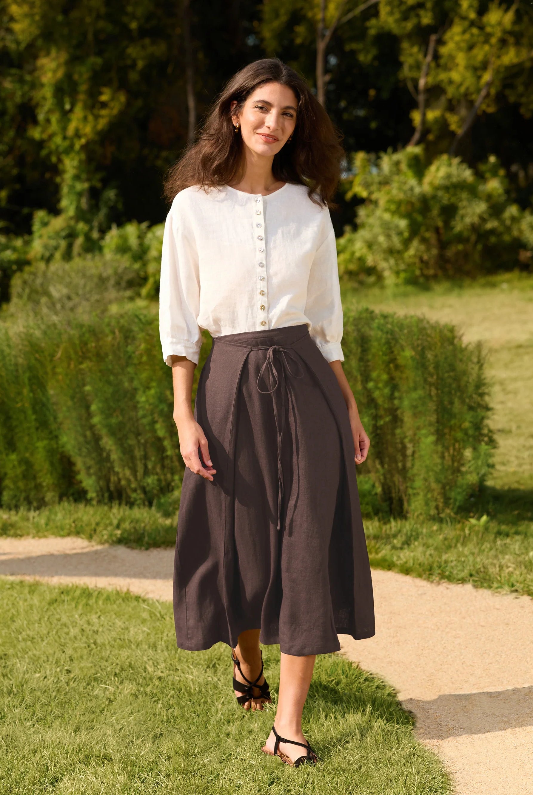 100% Linen Button-Front Drop Shoulder Shirt EASTER - TOPS-Linen Button Down Shirts