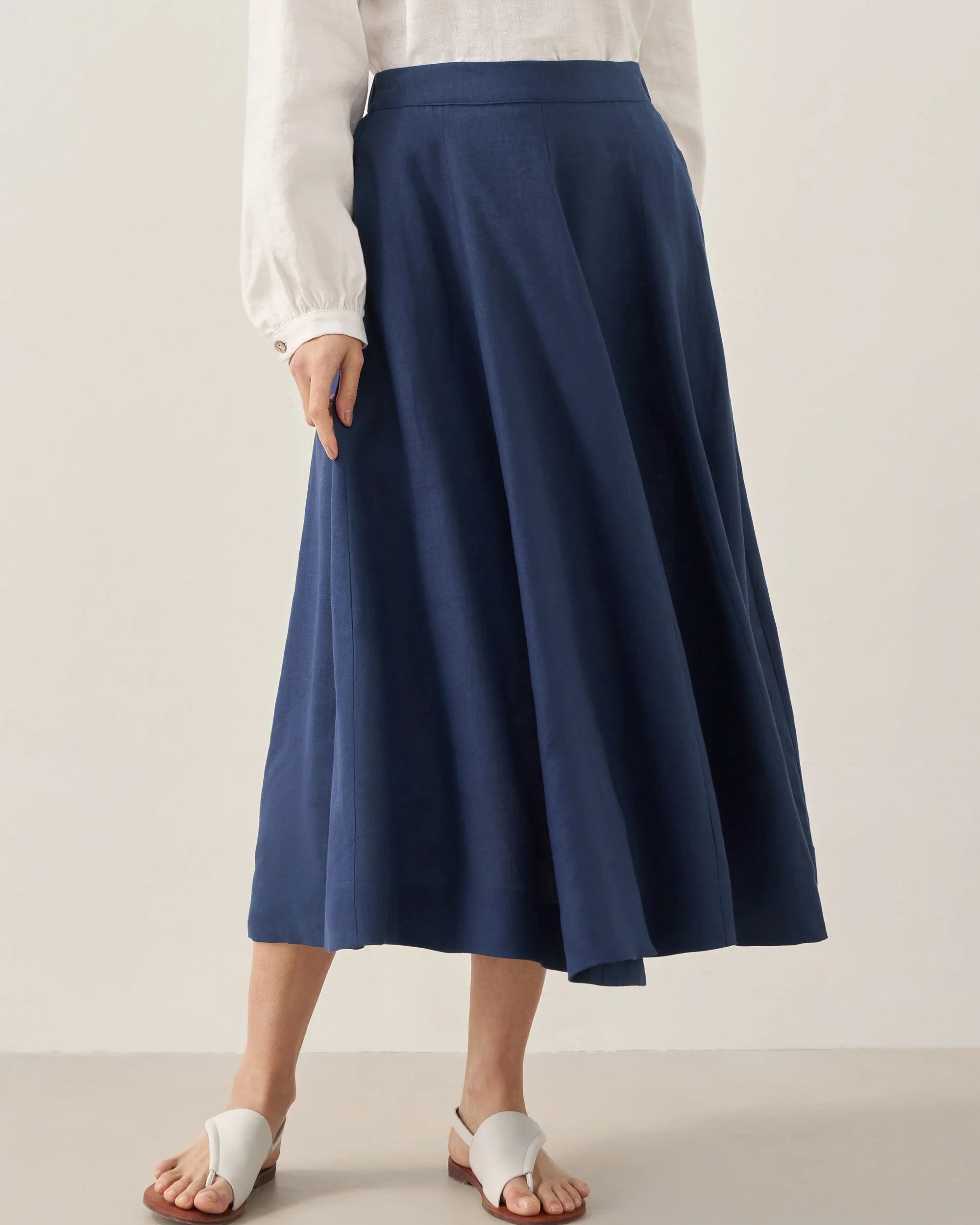 100% Linen A-Line Skirt JEMMA - BOTTOMS-Linen Skirts