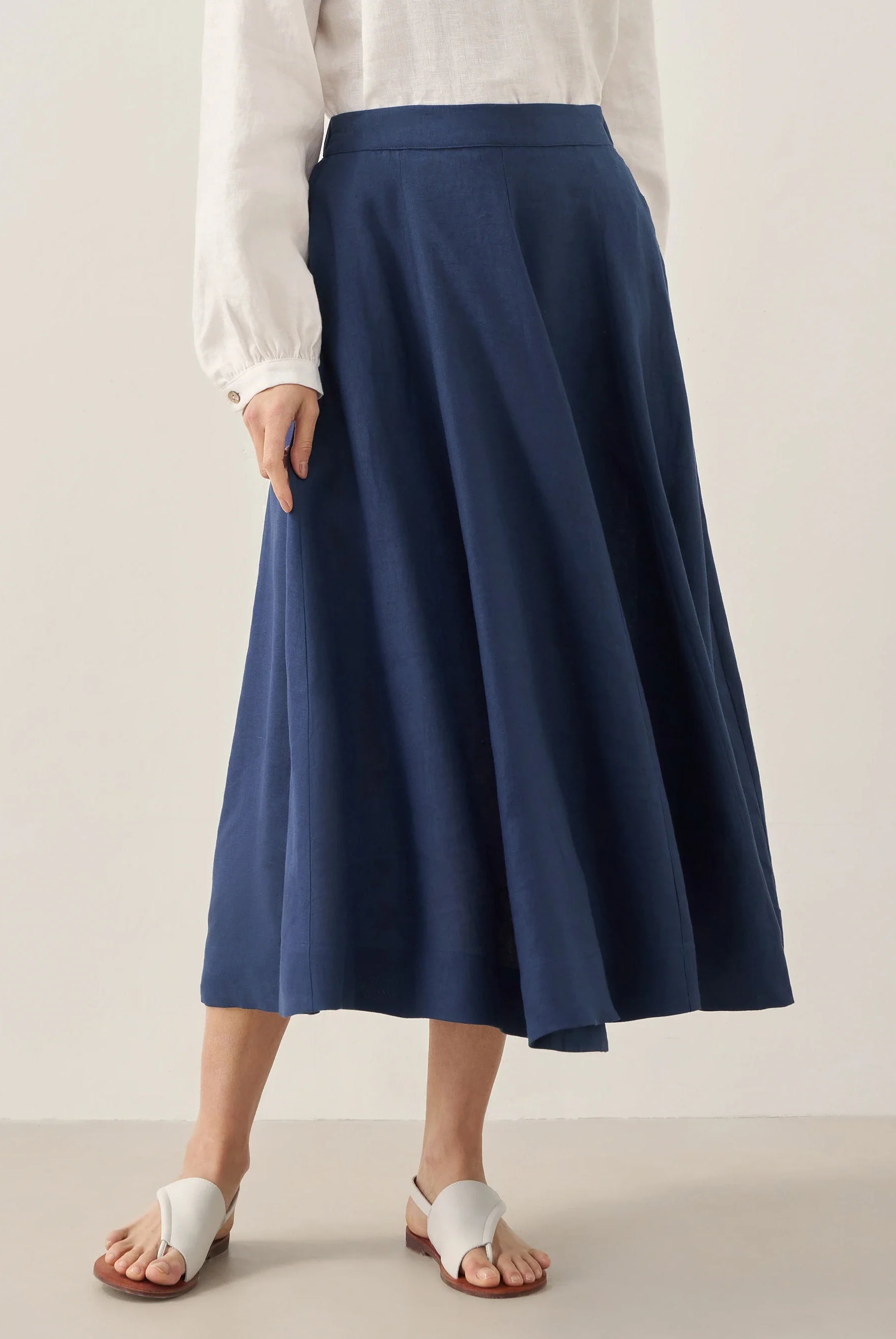 100% Linen A-Line Skirt JEMMA - BOTTOMS-Linen Skirts