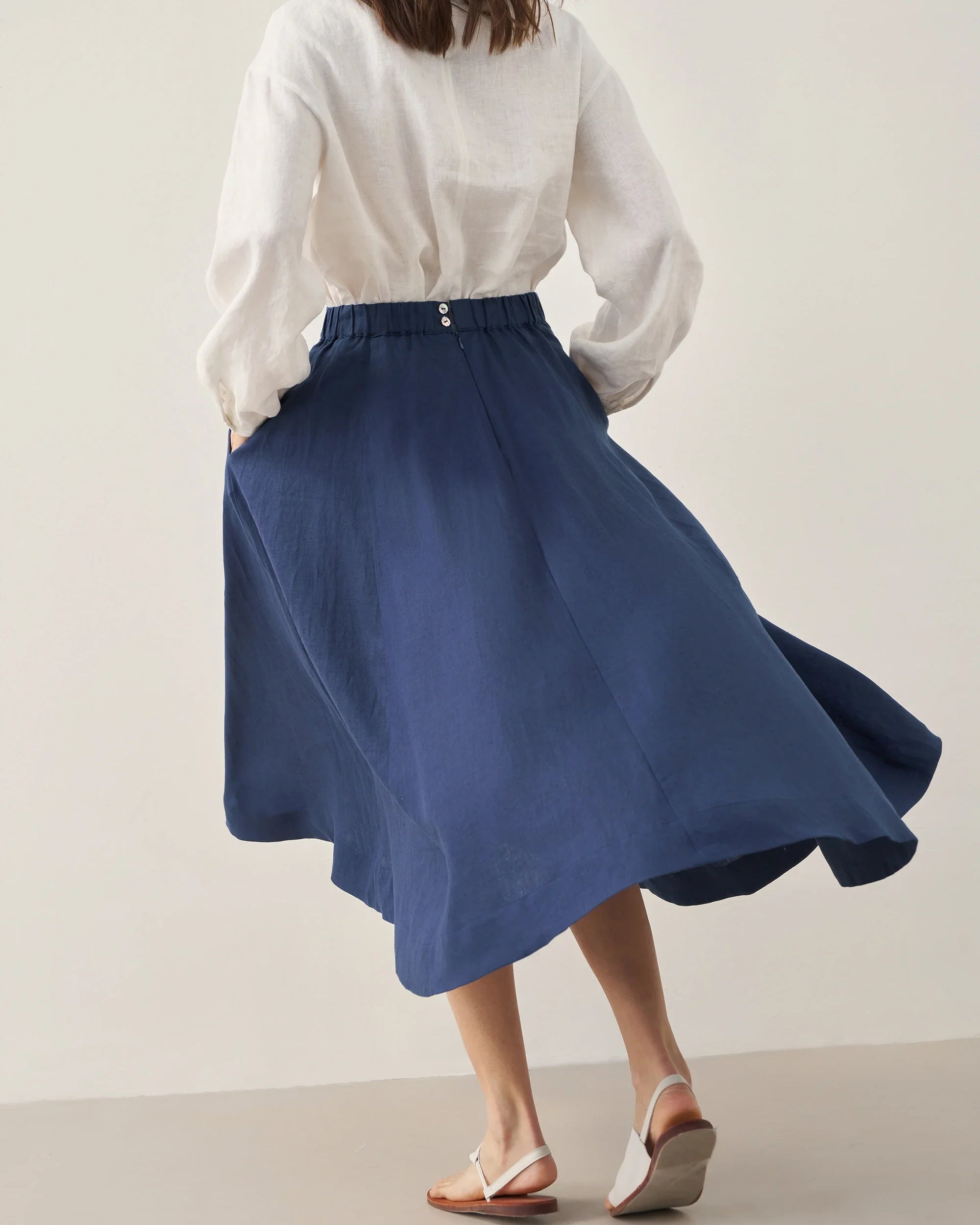 100% Linen A-Line Skirt JEMMA - BOTTOMS-Linen Skirts