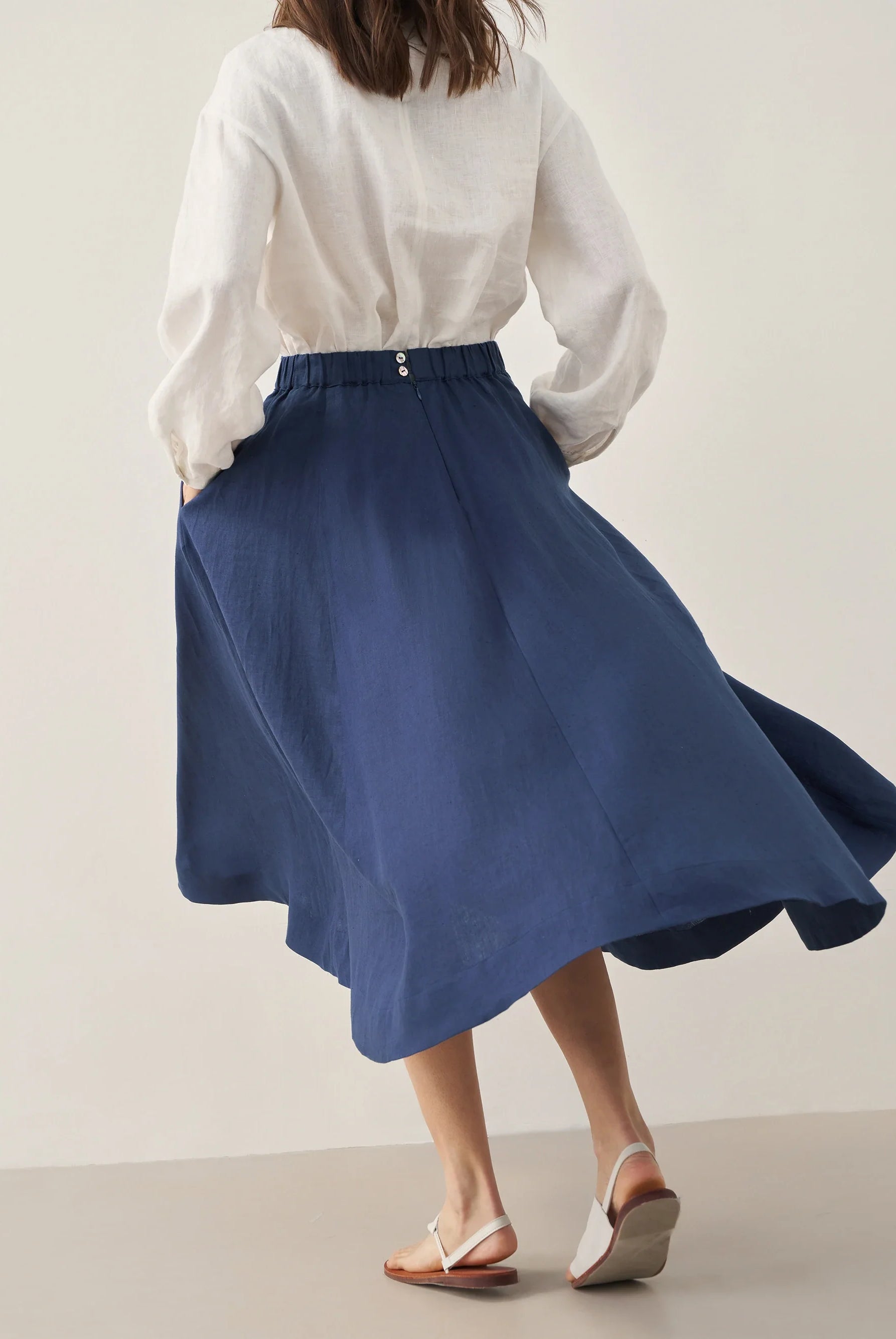 100% Linen A-Line Skirt JEMMA - BOTTOMS-Linen Skirts
