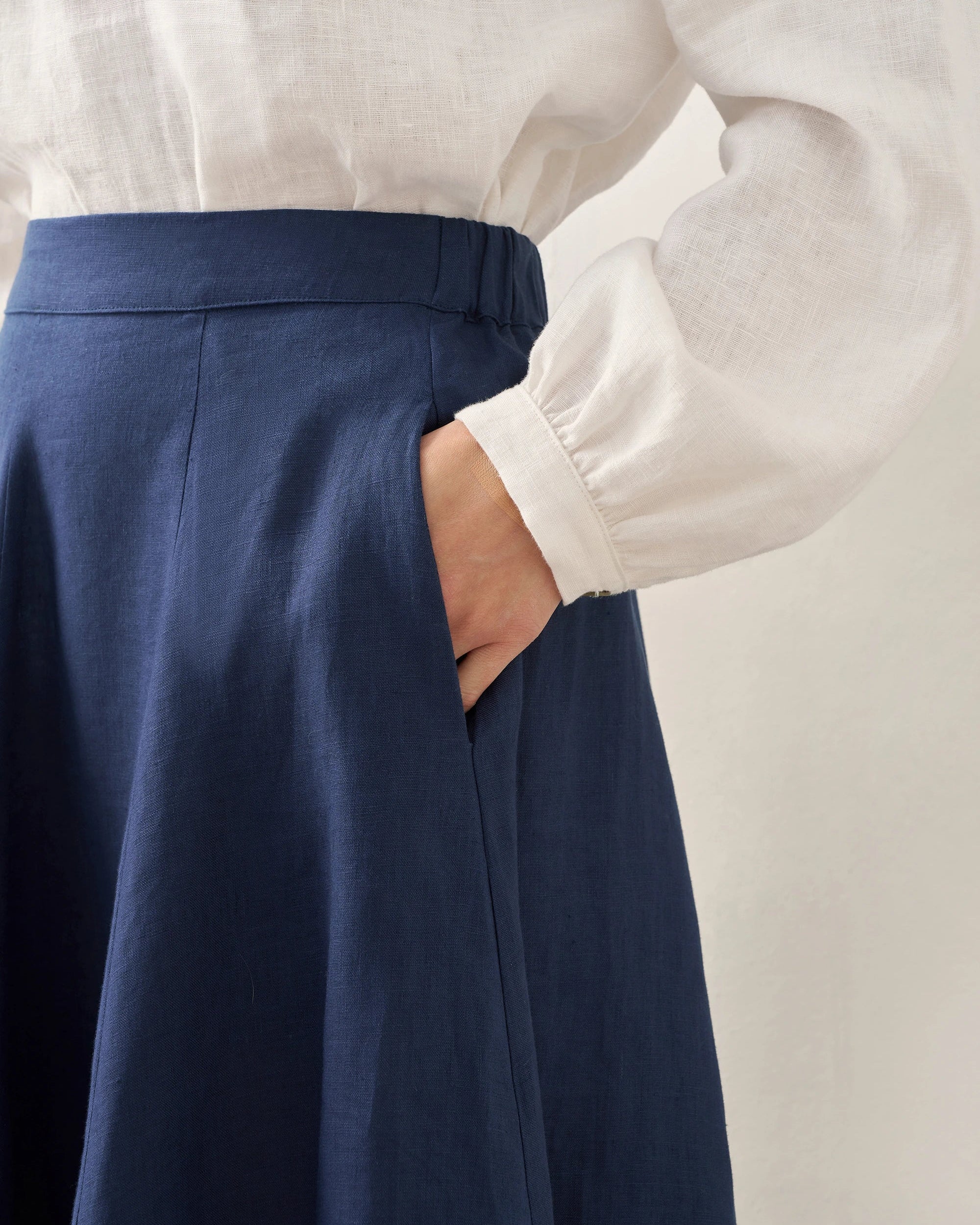 100% Linen A-Line Skirt JEMMA - BOTTOMS-Linen Skirts