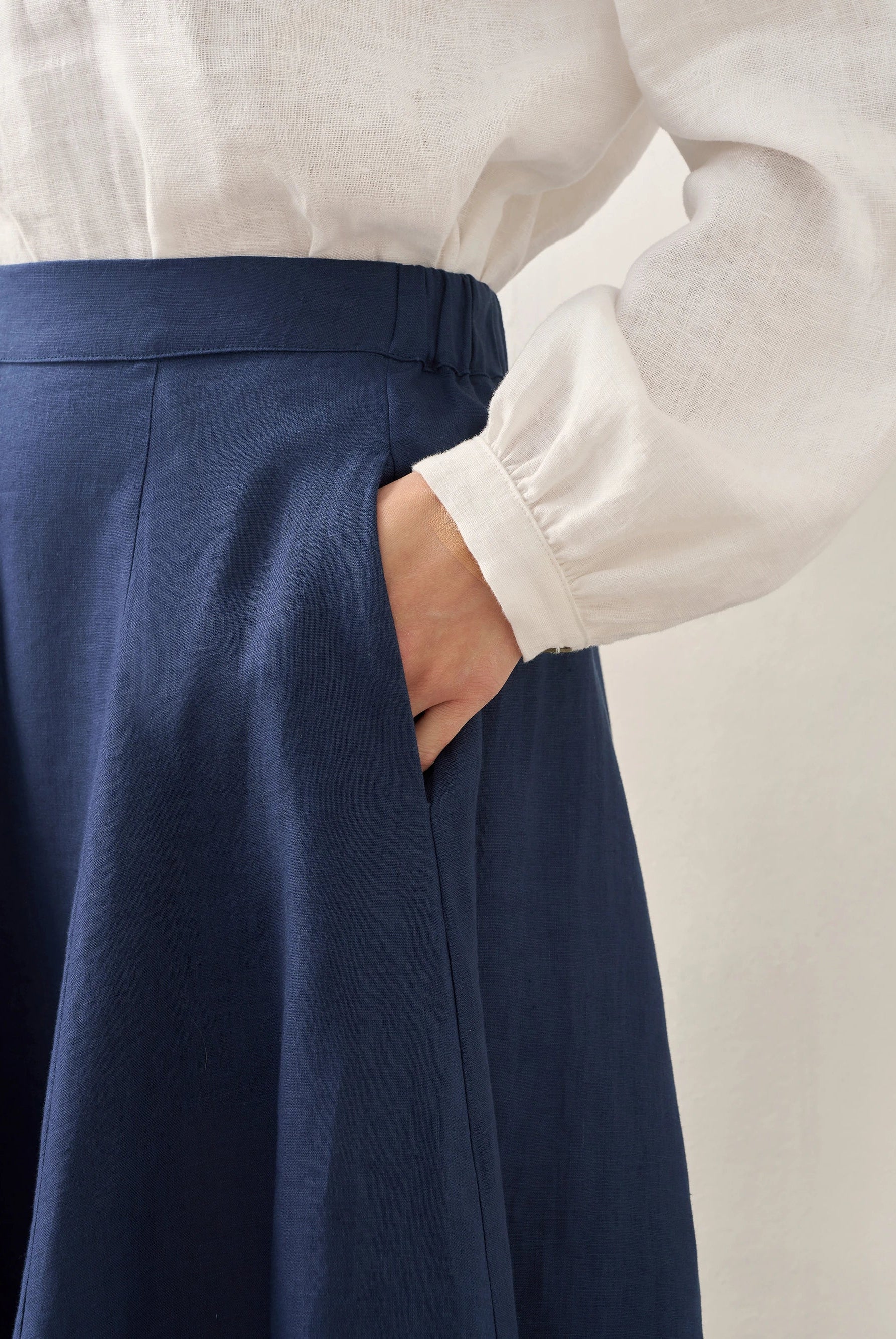 100% Linen A-Line Skirt JEMMA - BOTTOMS-Linen Skirts