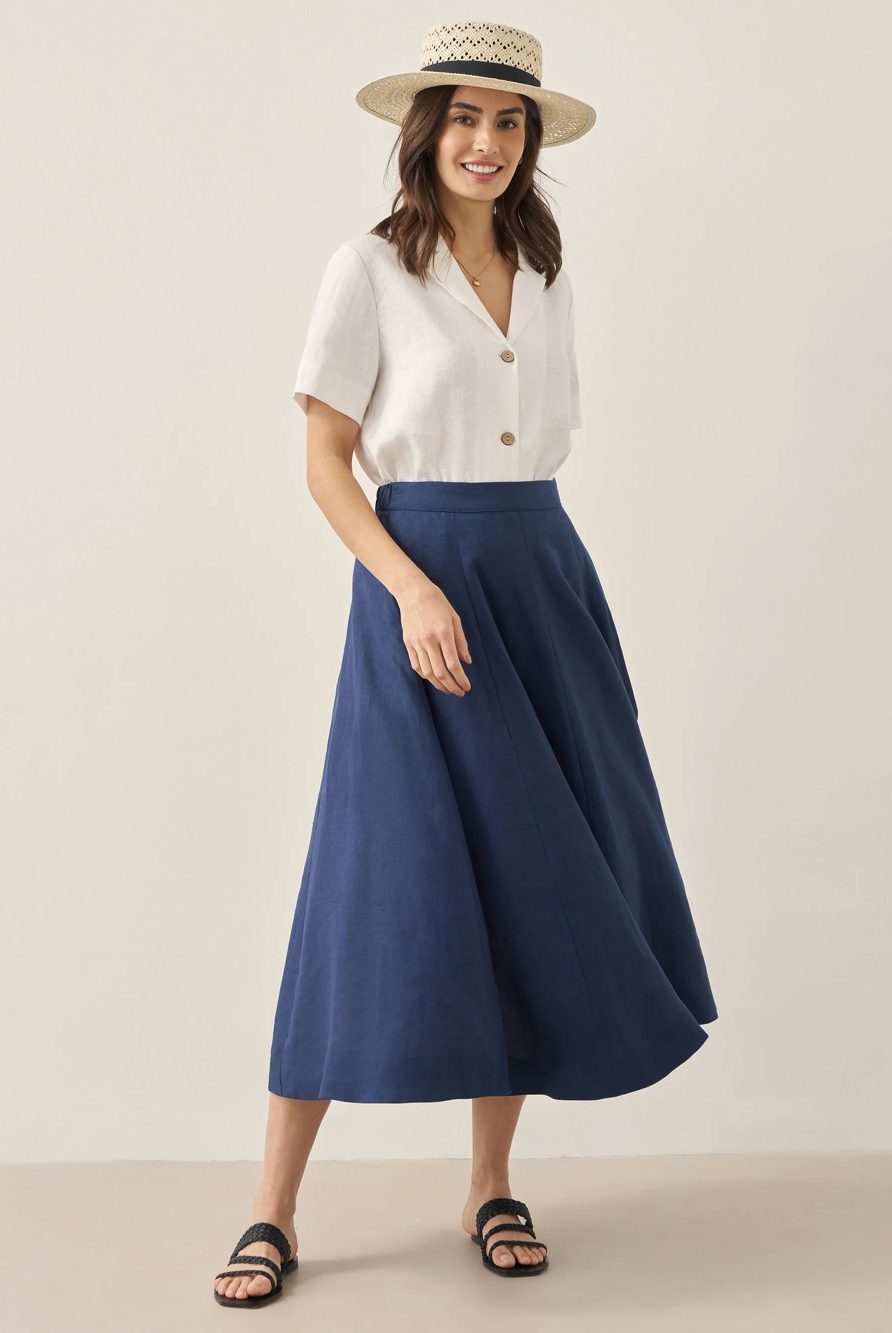 100% Linen Button-Up Short Sleeve Shirt - TOPS-Linen Button Down Shirts