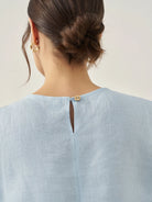 100% Linen Short-Sleeve Round Neck Button Detail Top & Pants Set JOSIE - SETS-Linen Sets