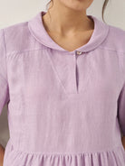 100% Linen Shawl V-Neck Pleated Maxi Dress - DRESSES-Linen