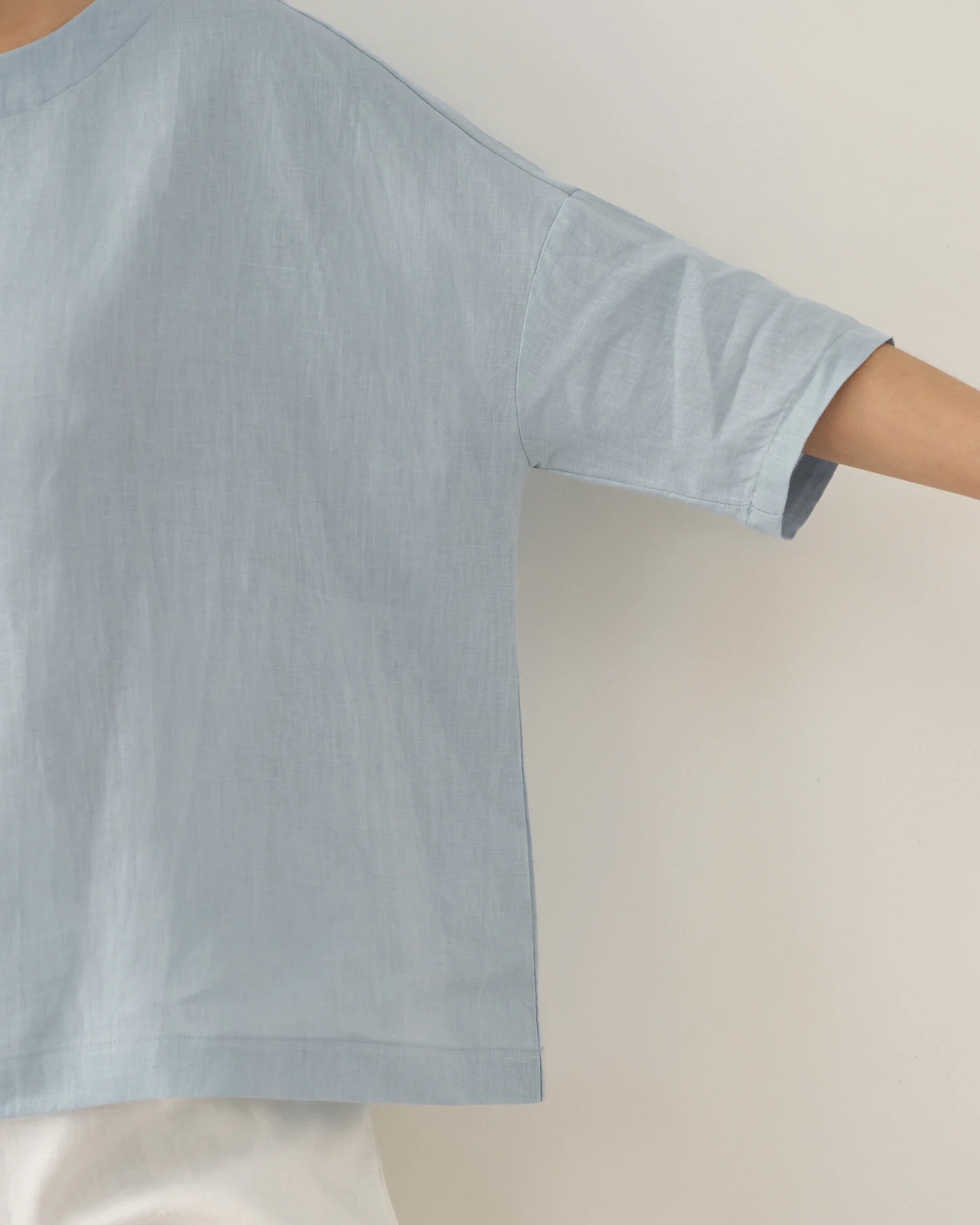 AURORA 100% Linen Boatneck 3/4 Length Sleeve Top - TOPS-Linen Blouses