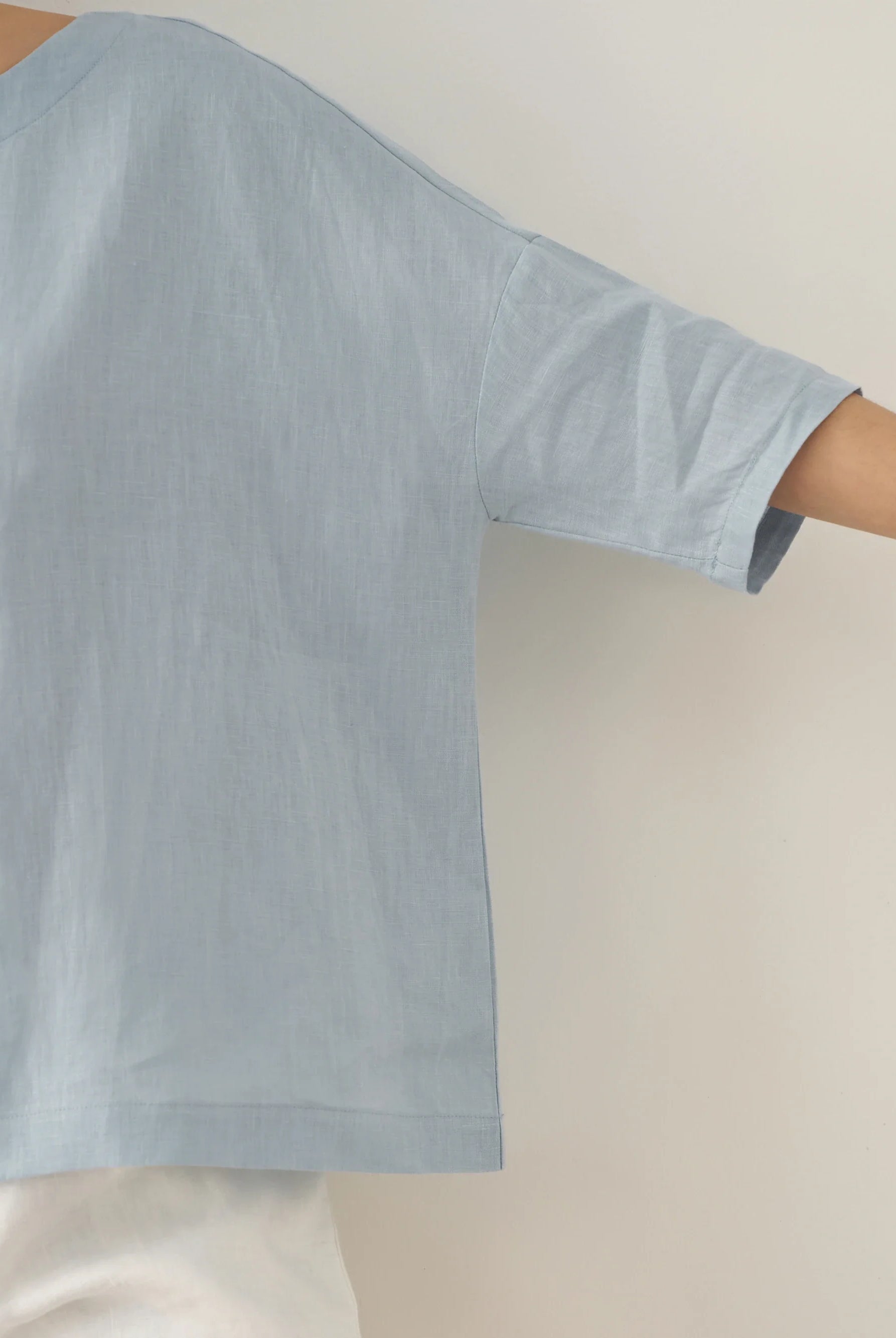 AURORA 100% Linen Boatneck 3/4 Length Sleeve Top - TOPS-Linen Blouses