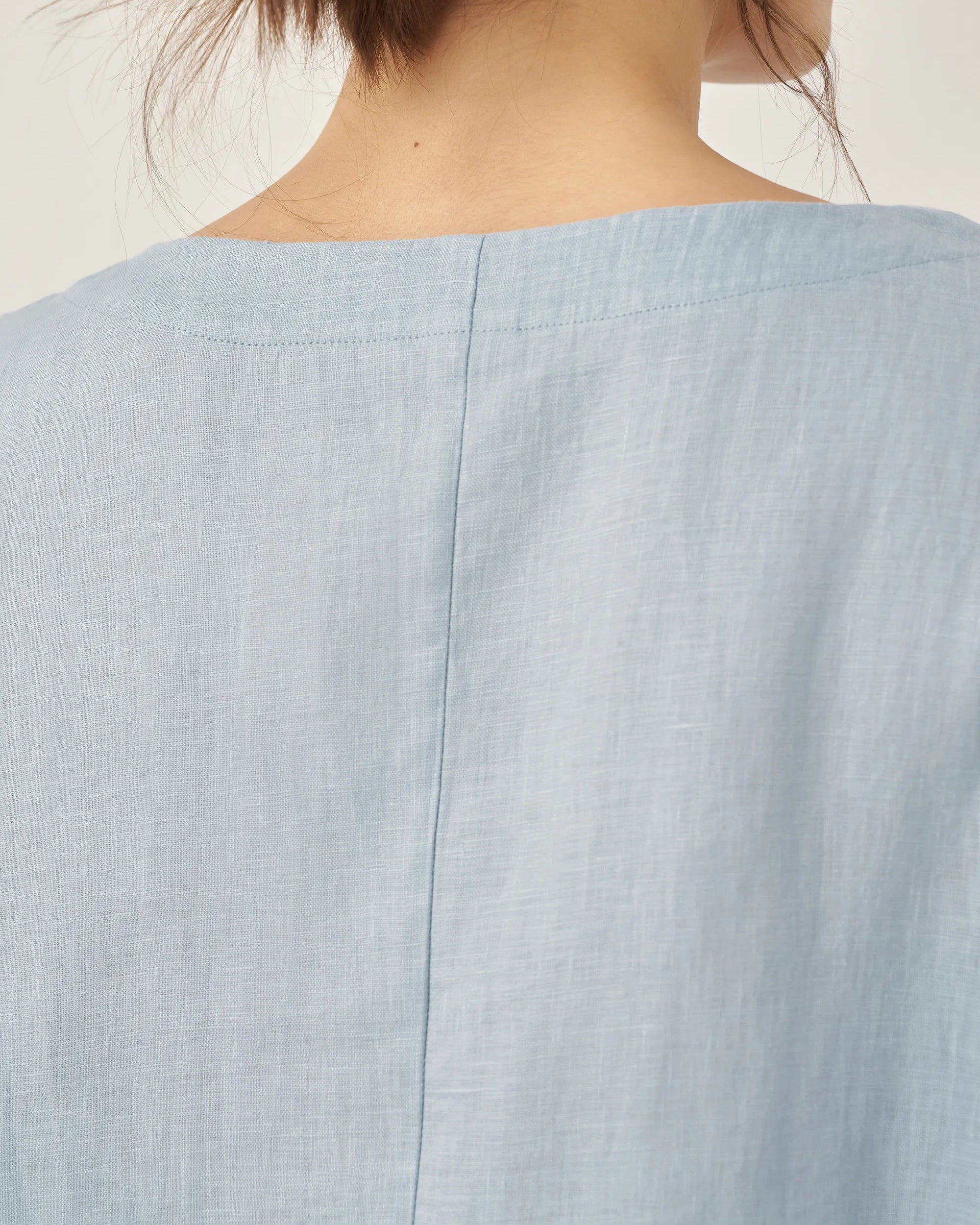 AURORA 100% Linen Boatneck 3/4 Length Sleeve Top - TOPS-Linen Blouses