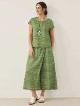 100% Linen Polka Dot Round Neck Top LISSA - TOPS-Linen Blouses