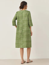 Robe midi 100% lin à pois et col V LIRA - ROBES-Lin