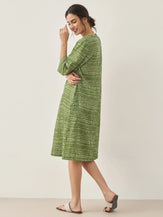 Robe midi 100% lin à pois et col V LIRA - ROBES-Lin