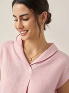 100% Linen Shawl V-Neck Cap Sleeves Top ELARA - TOPS-Linen Blouses