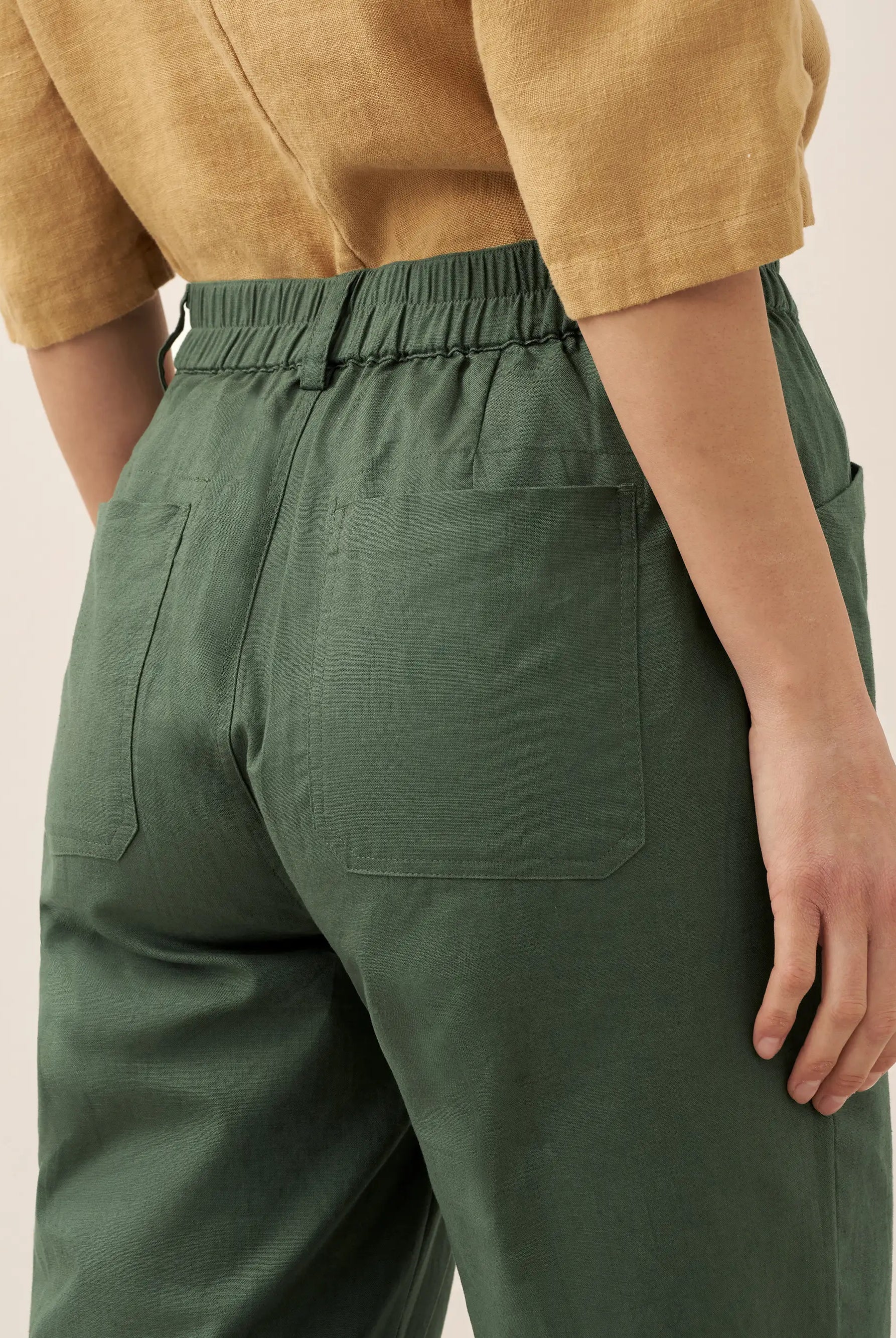 Linen Simple Button Fly Trousers HEIDI by LINTICO for women