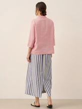 Linen Striped Drawstring Skirt ELISE by LINTICO for women