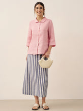 Linen Striped Drawstring Skirt ELISE by LINTICO for women