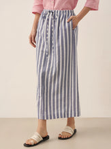 Linen Striped Drawstring Skirt ELISE by LINTICO for women