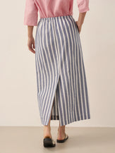 Linen Striped Drawstring Skirt ELISE by LINTICO for women