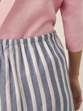Linen Striped Drawstring Skirt ELISE by LINTICO for women