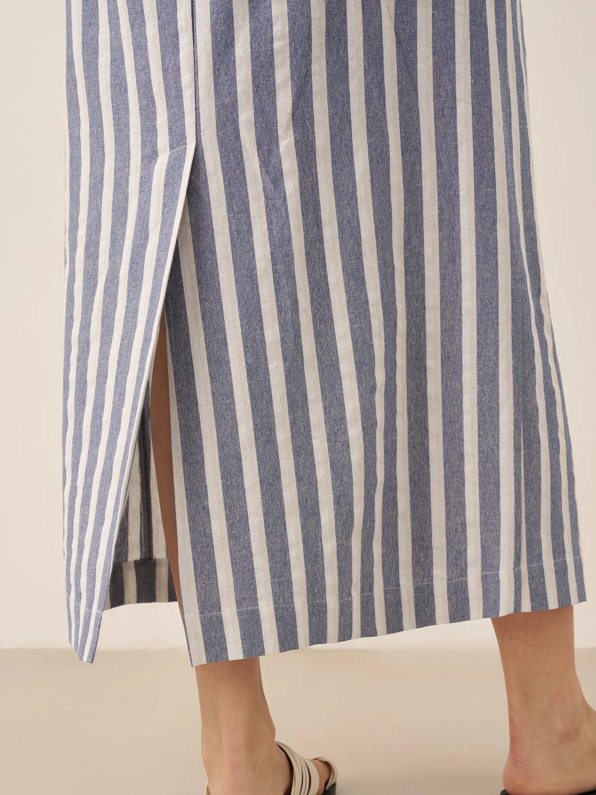 Linen Striped Drawstring Skirt ELISE by LINTICO for women