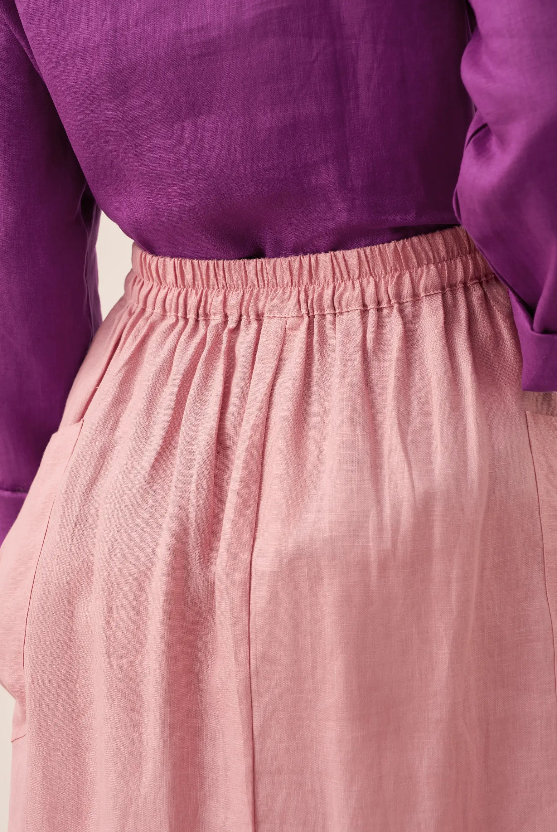 100% Linen Elastic Waist Skirt MARINA by LINTICO for women
