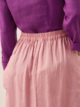 Linen-Cotton Elastic Waist Skirt MARINA by LINTICO for women