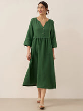 LINTICO women's linen outfit with maxi dress and midi dress