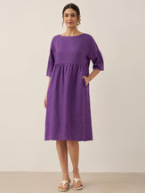 100% Linen A-Line Midi Dress VALENCIA by LINTICO for women
