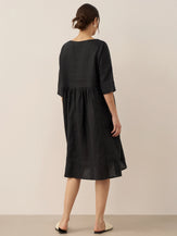 100% Linen A-Line Midi Dress VALENCIA by LINTICO for women