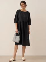 100% Linen A-Line Midi Dress VALENCIA by LINTICO for women