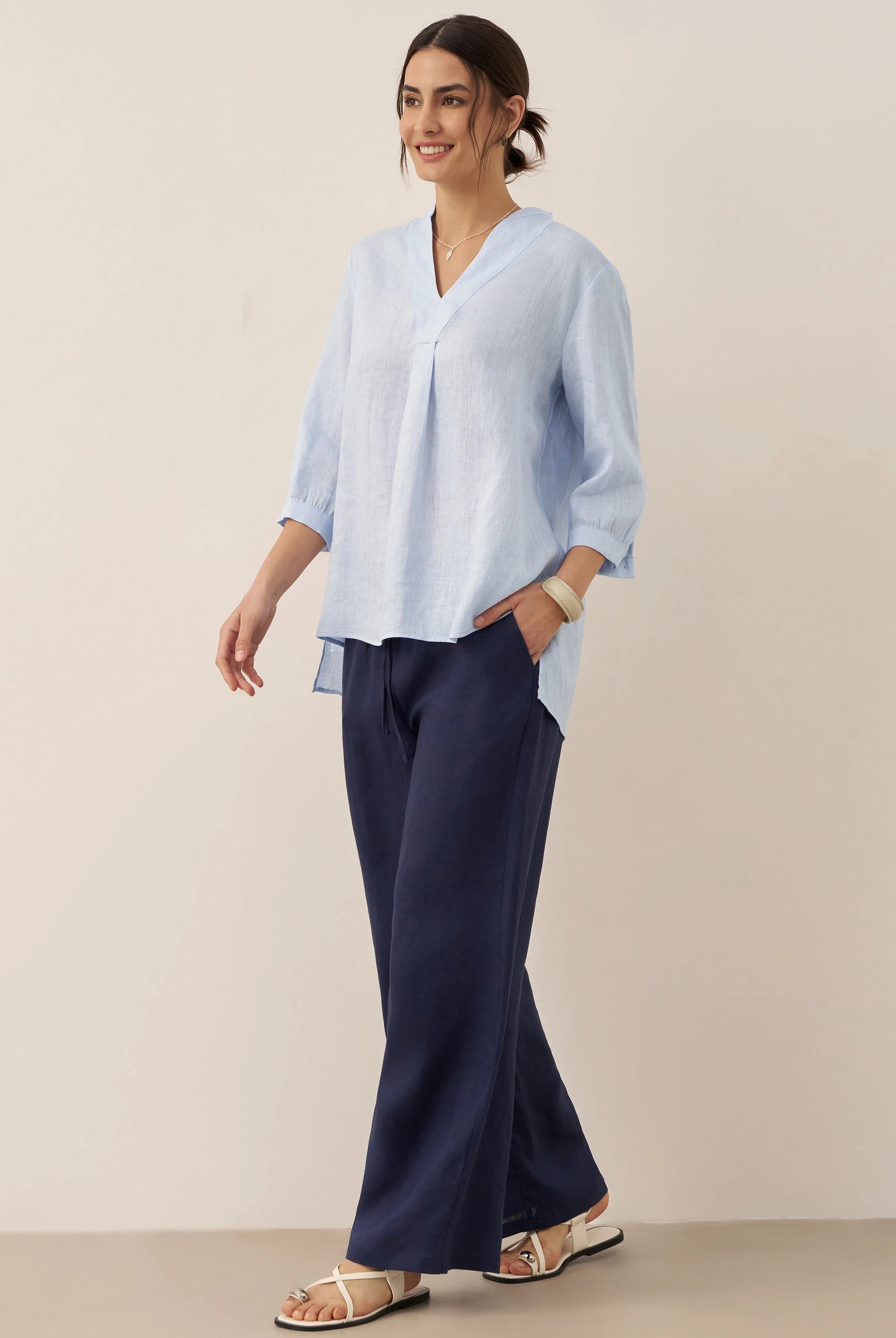 100% Linen Classic Pants LYON by LINTICO for women