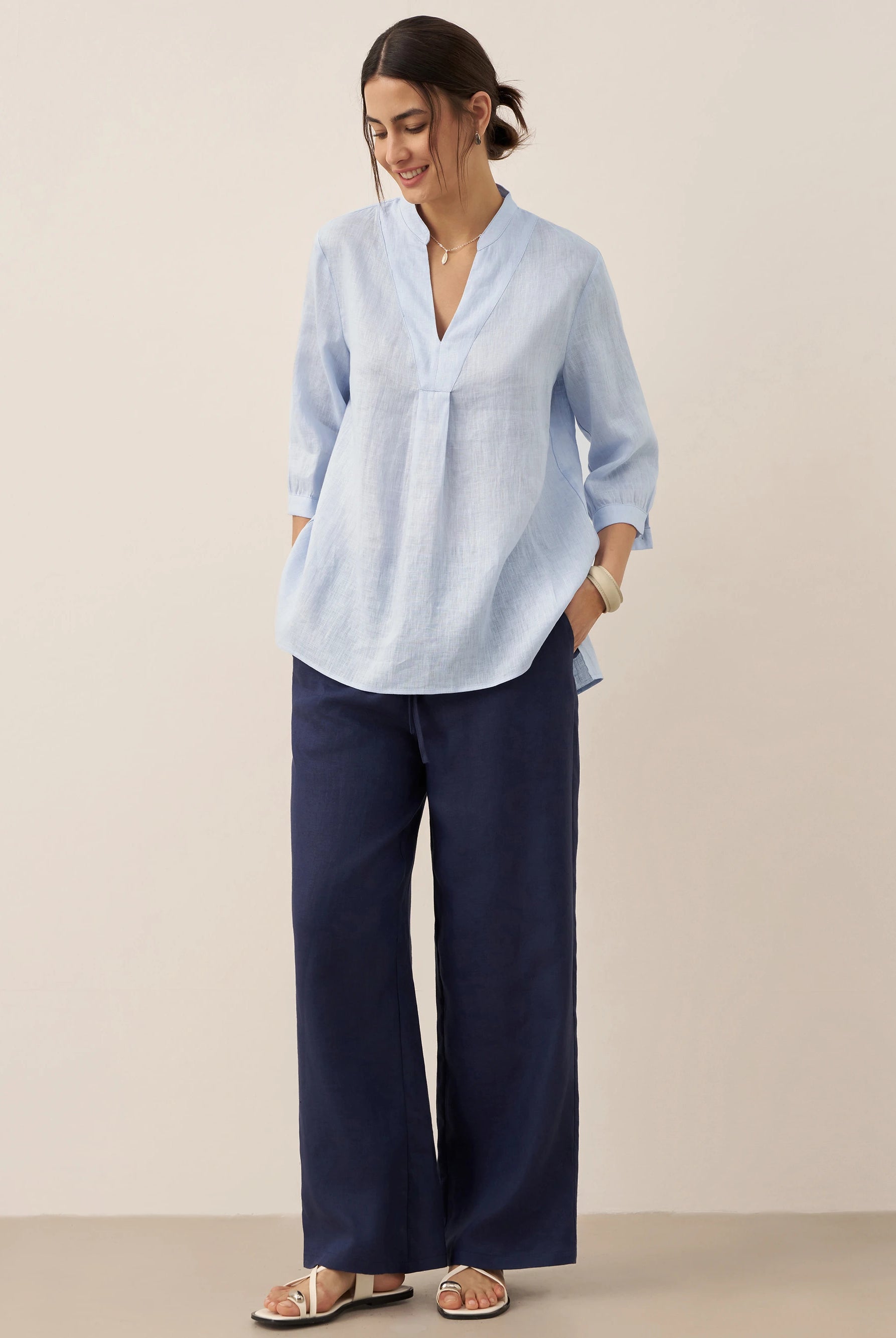 100% Linen Dress Shirt JOANNA by LINTICO for women