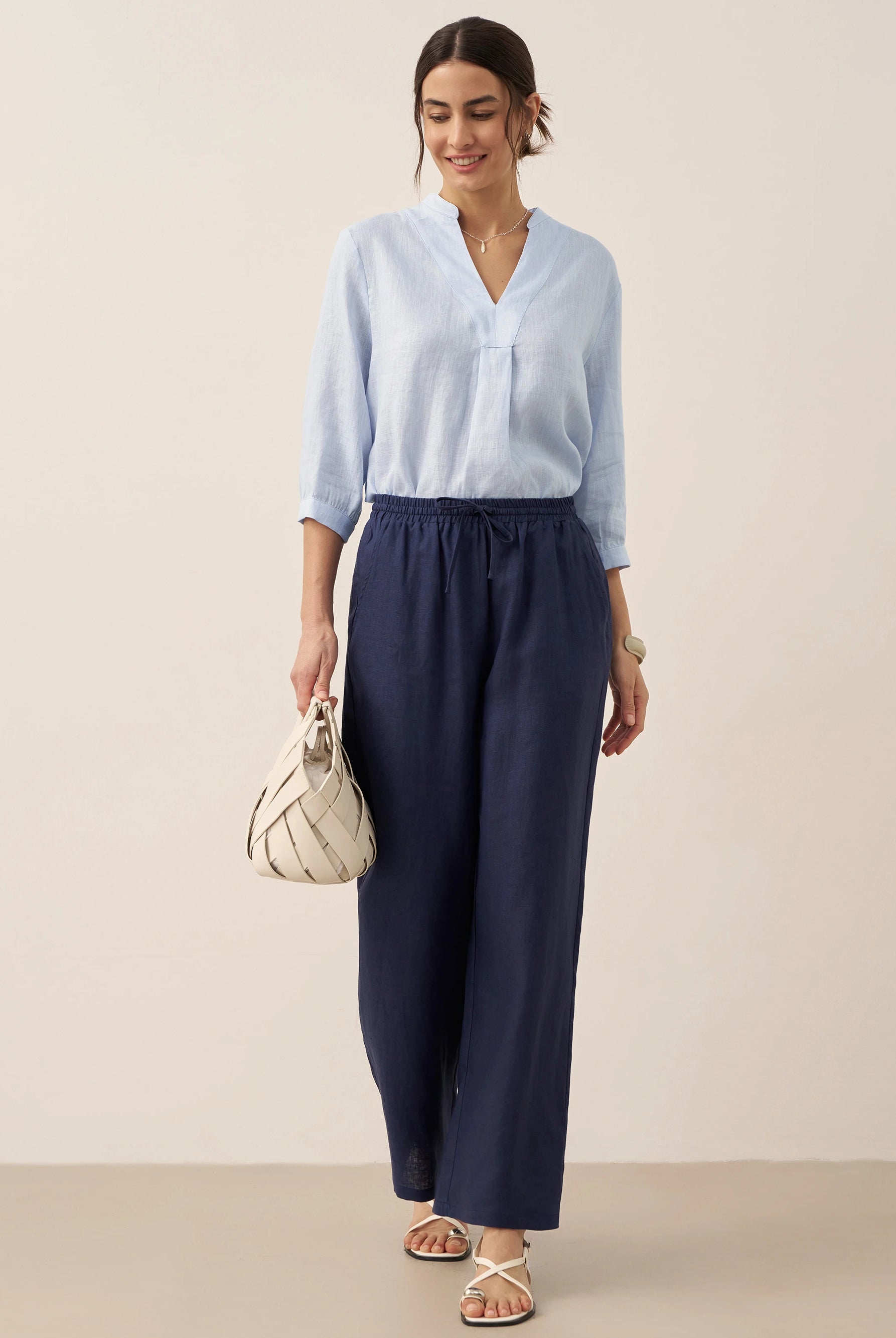 100% Linen Classic Pants LYON by LINTICO for women
