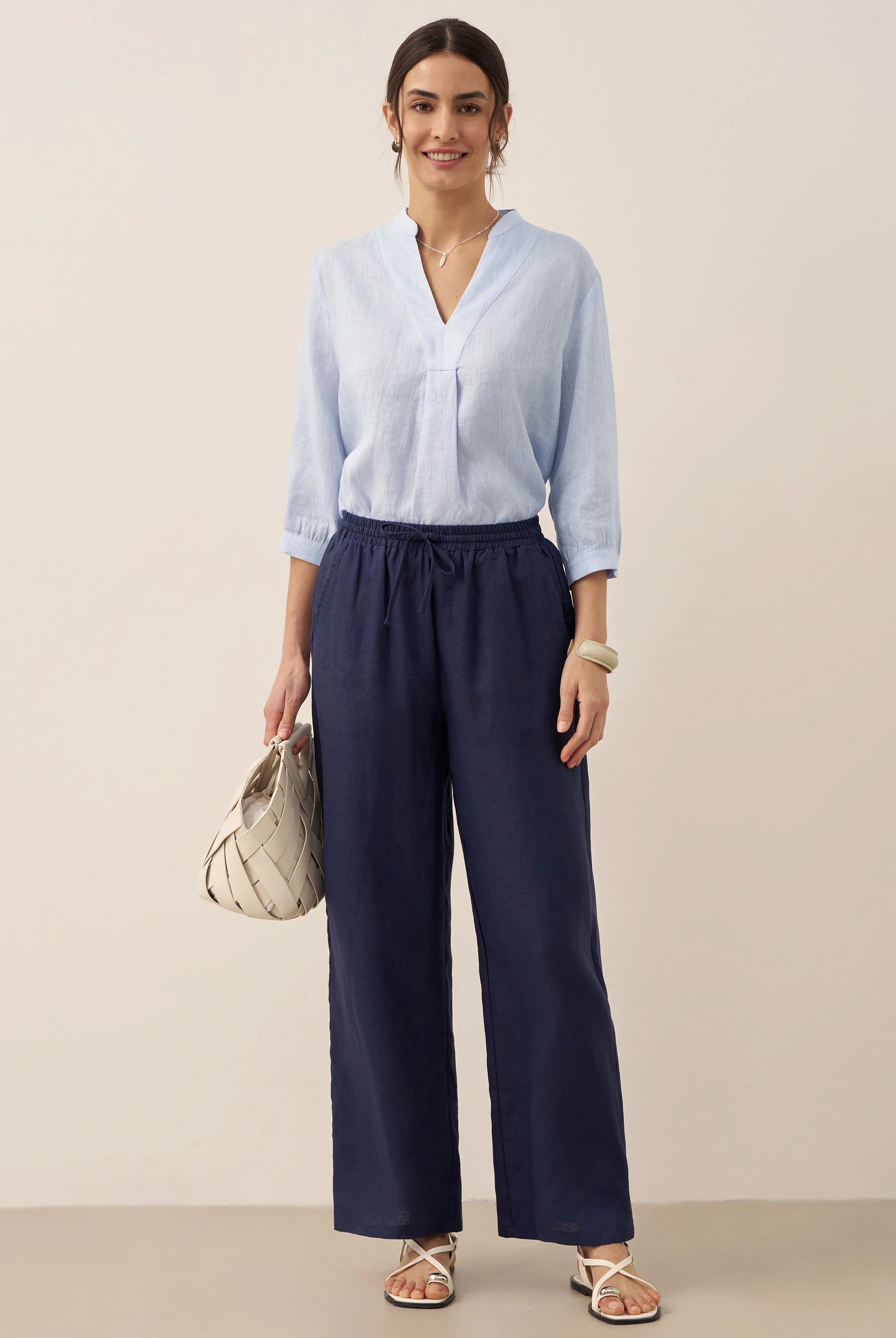 100% Linen Classic Pants LYON by LINTICO for women