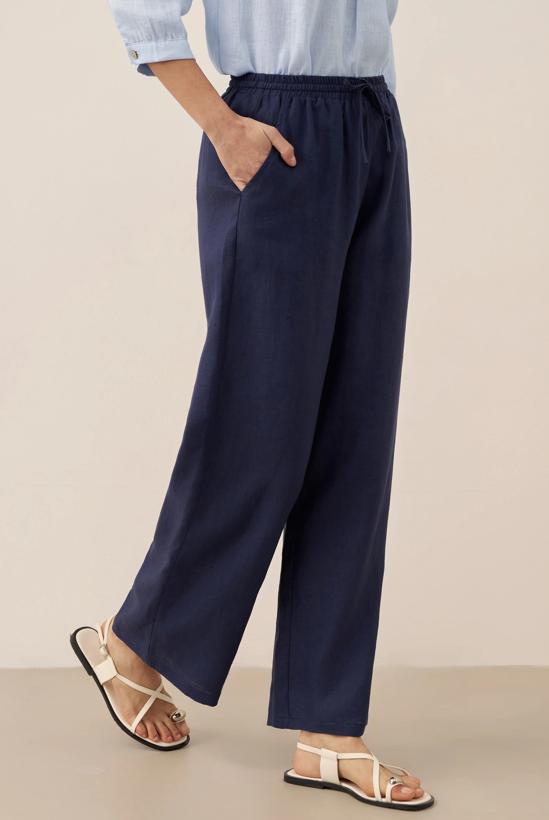 100% Linen Classic Pants LYON by LINTICO for women