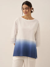 Linen White Boat Neck Oversized Top AVA by LINTICO for women