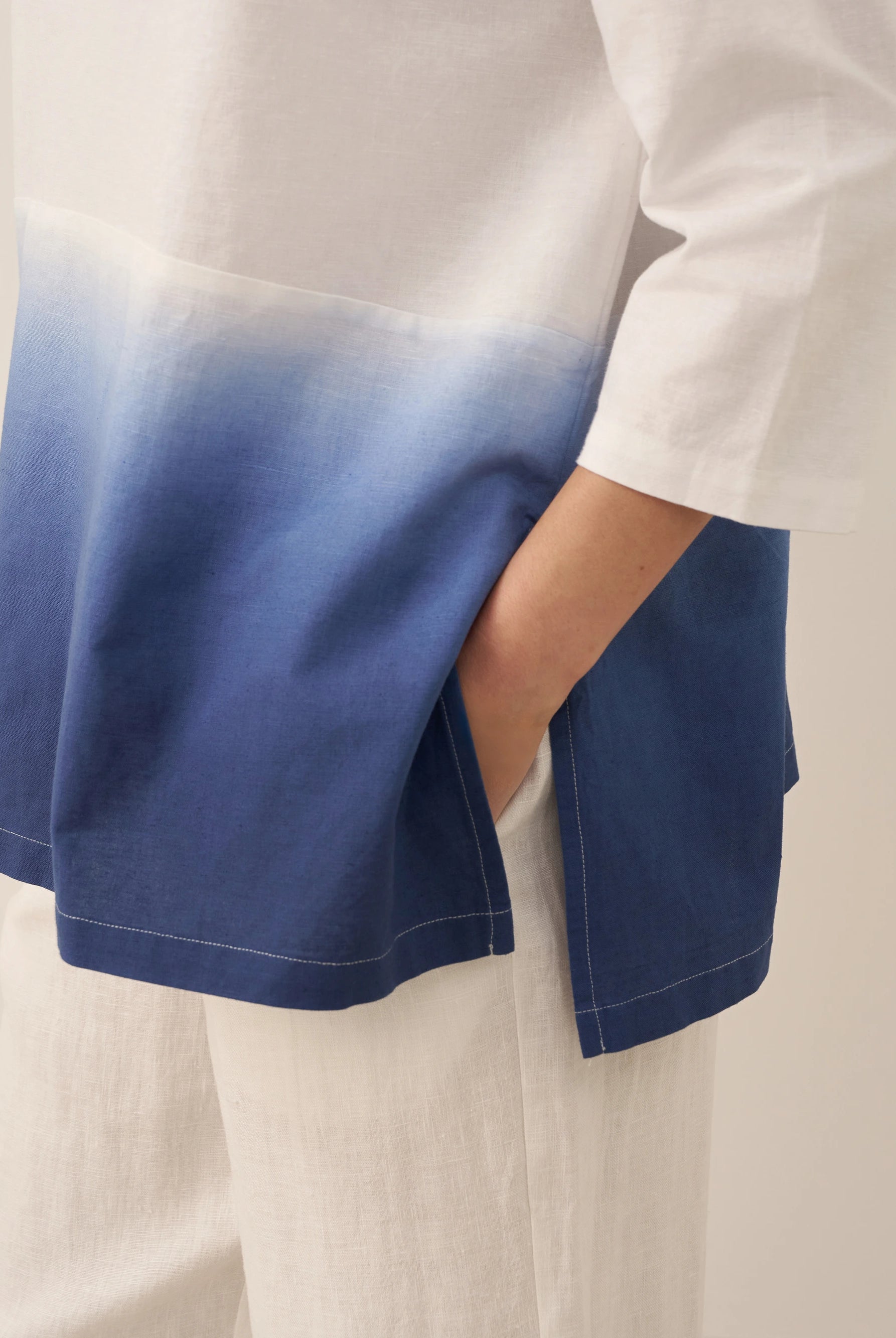 Linen White Boat Neck Oversized Top AVA by LINTICO for women