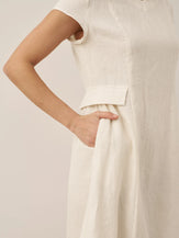 100% Linen Natural Summer V-Neck Dress ALEXA by LINTICO for women